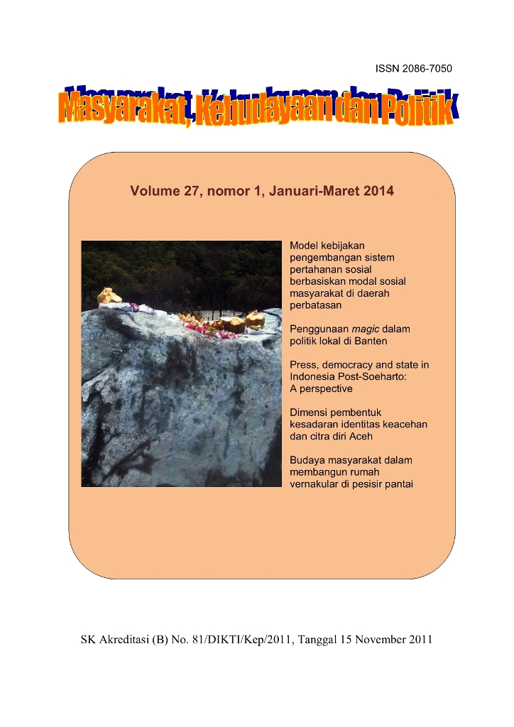 						View Vol. 27 No. 1 (2014): Masyarakat, Kebudayaan dan Politik
					
