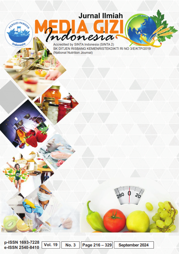 						View Vol. 19 No. 3 (2024): MEDIA GIZI INDONESIA (NATIONAL NUTRITION JOURNAL)
					