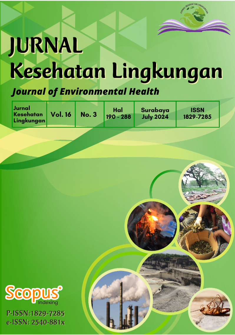 						View Vol. 16 No. 3 (2024): JURNAL KESEHATAN LINGKUNGAN
					