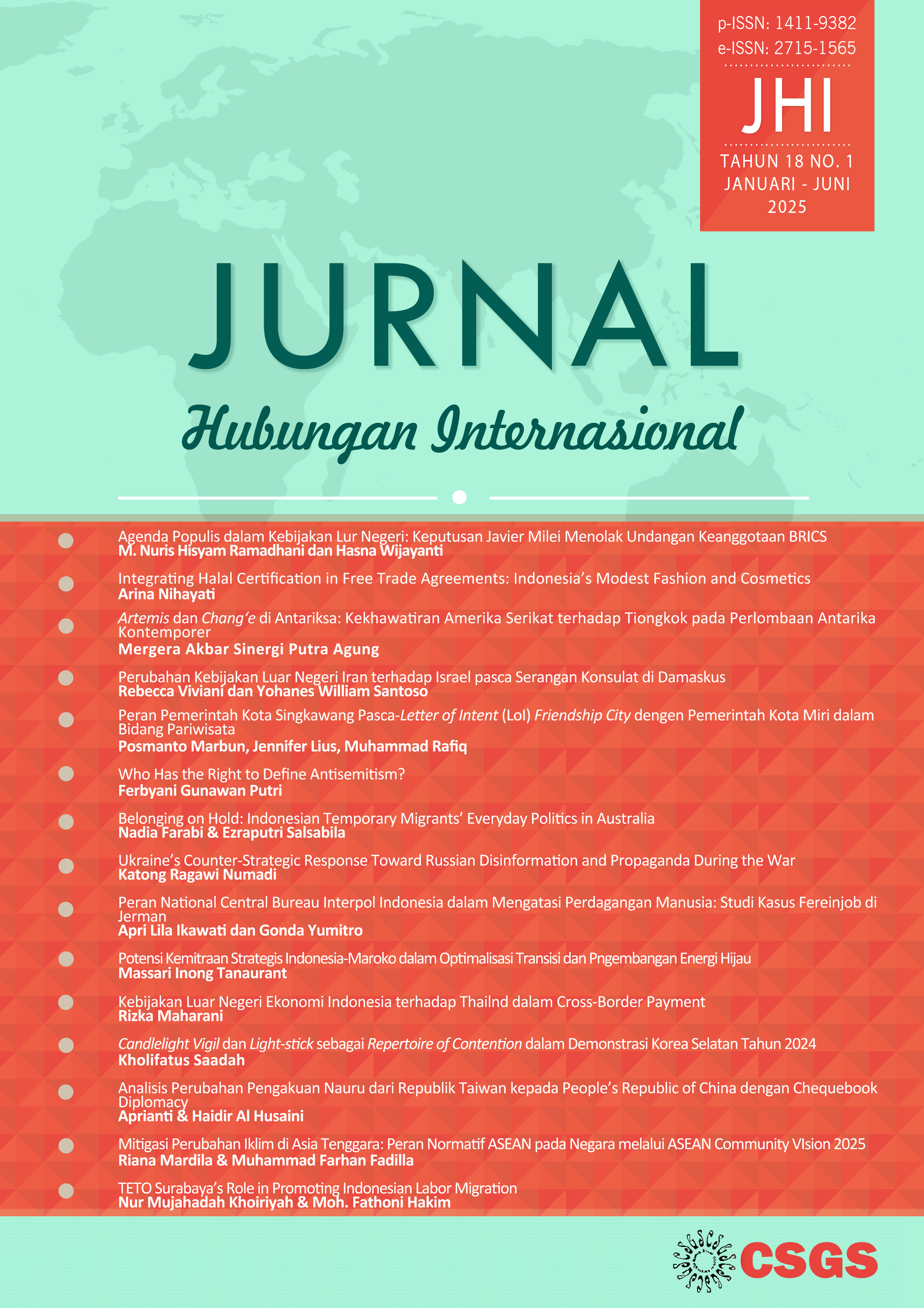 						View Vol. 18 No. 1 (2025): JURNAL HUBUNGAN INTERNASIONAL
					