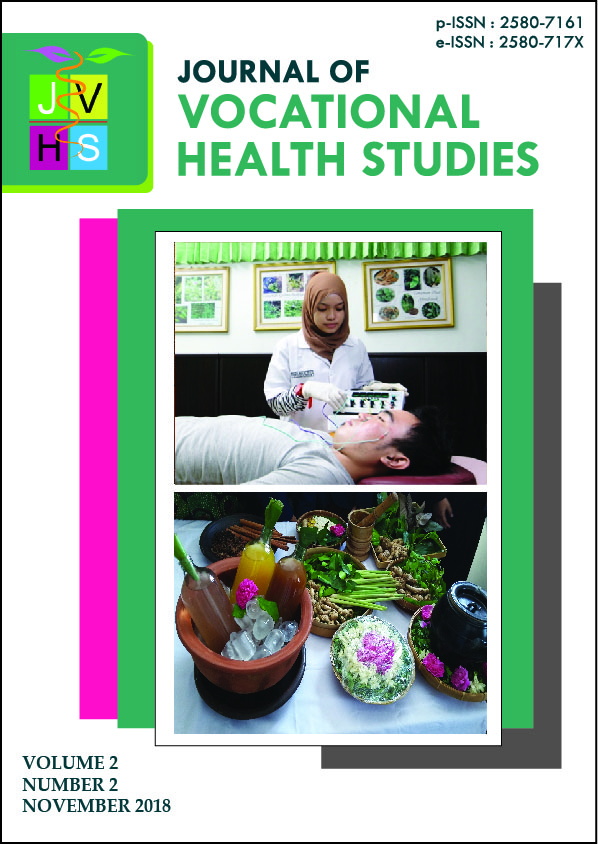 						View Vol. 2 No. 2 (2018): November 2018 | JOURNAL OF VOCATIONAL HEALTH STUDIES
					