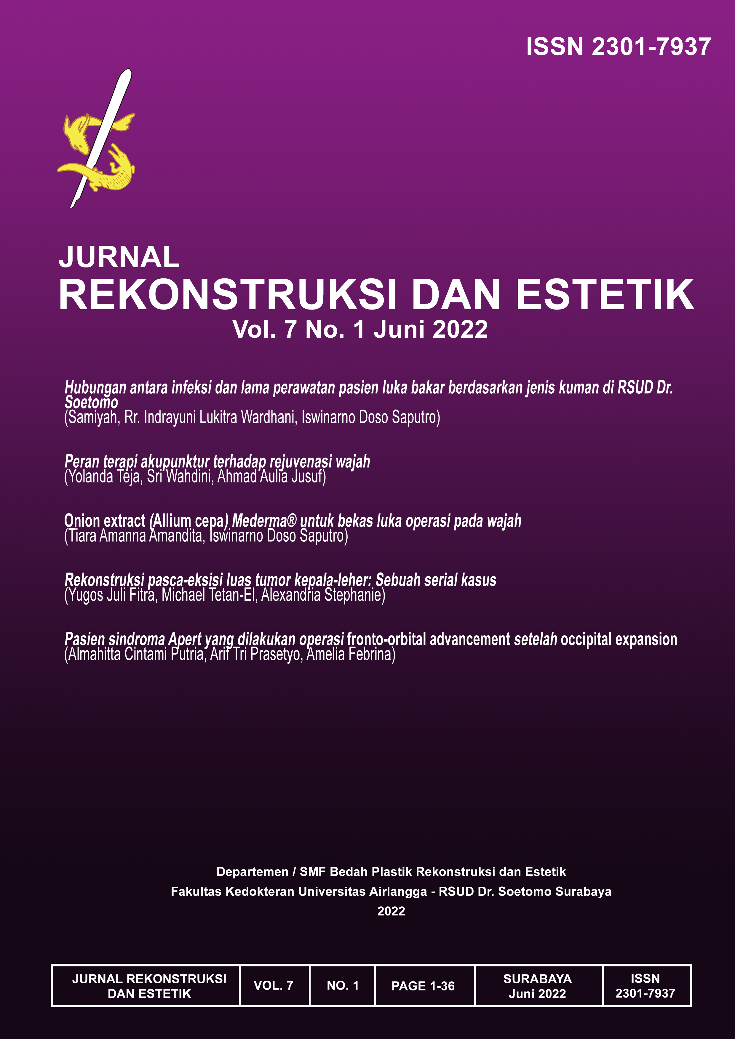 						View Vol. 7 No. 1 (2022): Jurnal Rekonstruksi dan Estetik, Juni 2022
					