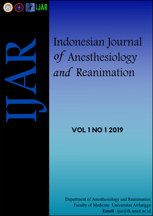 								View Vol. 1 No. 1 (2019): INDONESIAN JOURNAL OF ANESTHESIOLOGY AND REANIMATION
							