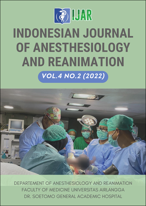 								View Vol. 4 No. 2 (2022): Indonesian Journal of Anesthesiology and Reanimation
							
