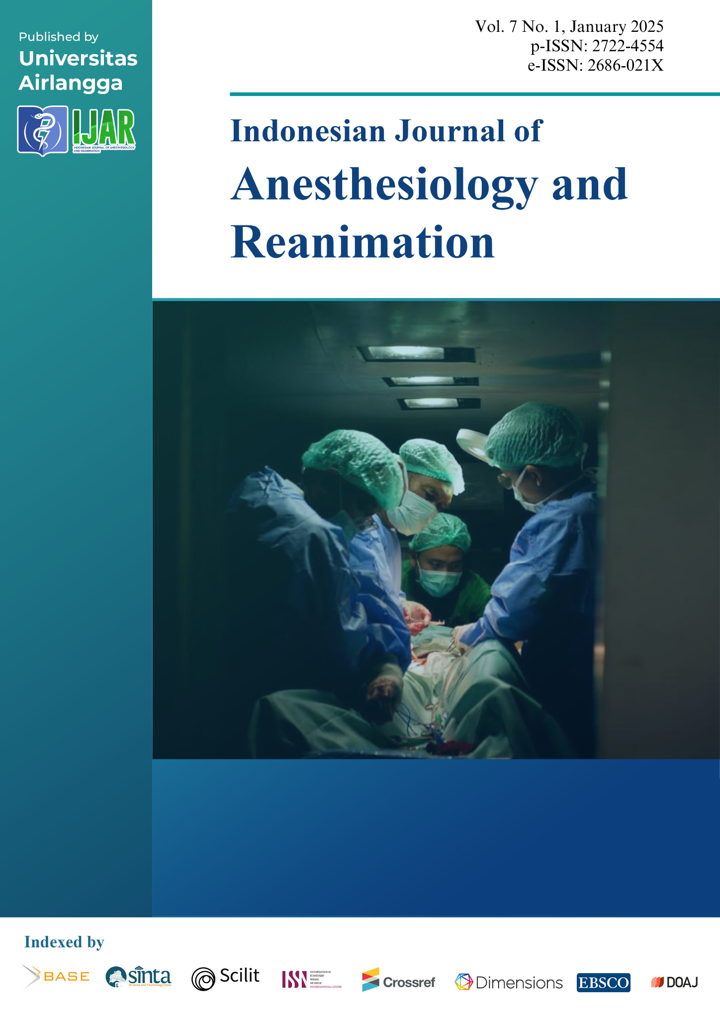 						View Vol. 7 No. 1 (2025):  Indonesian Journal of Anesthesiology and Reanimation (IJAR)
					