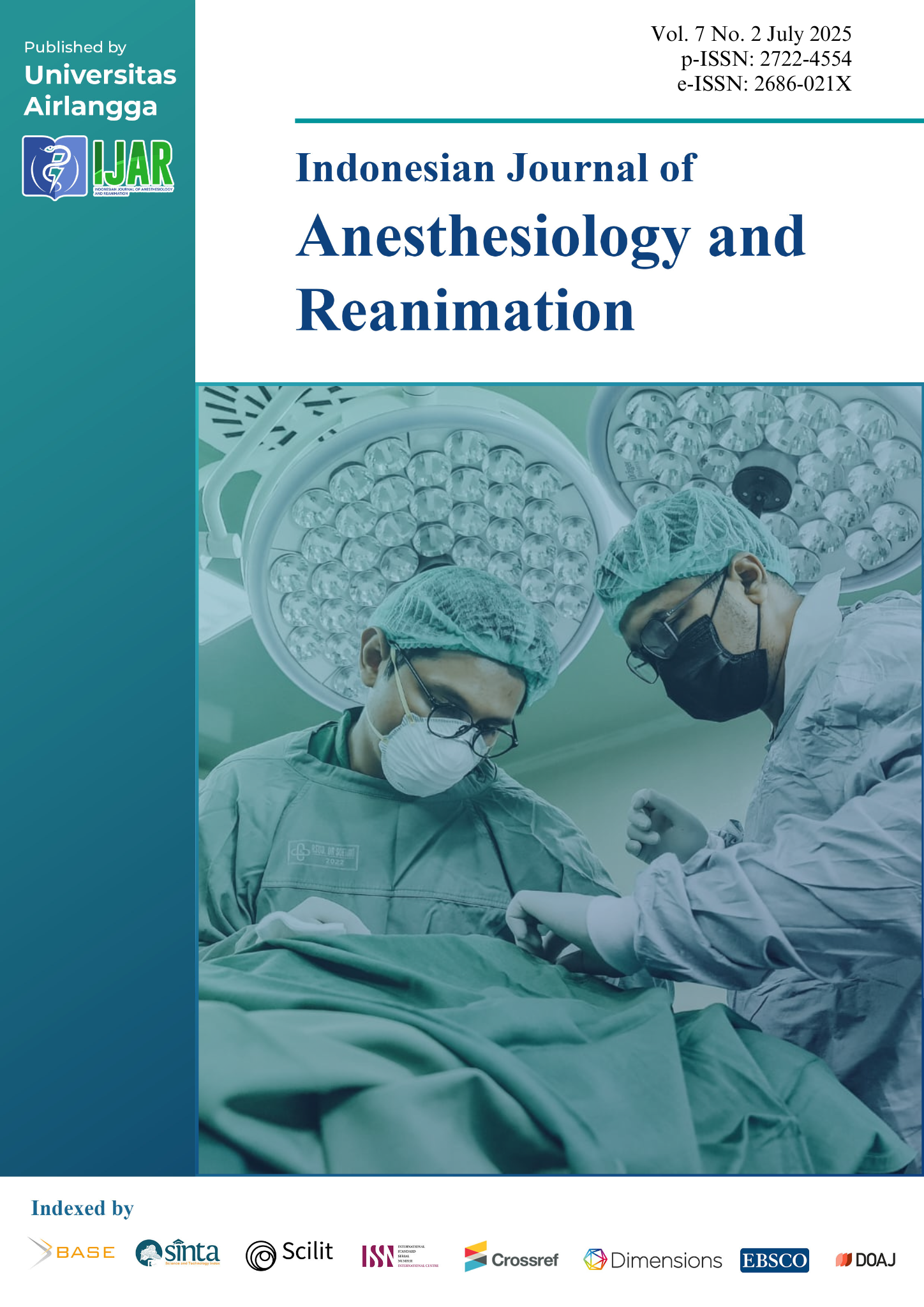 						View Vol. 7 No. 2 (2025):  Indonesian Journal of Anesthesiology and Reanimation (IJAR)
					
