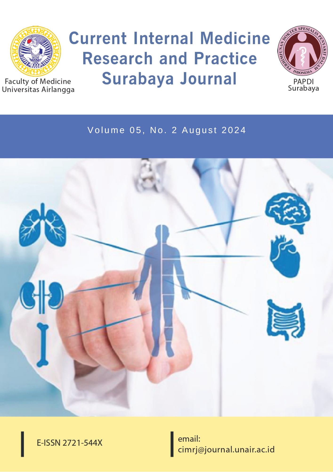 						View Vol. 5 No. 2 (2024): CURRENT INTERNAL MEDICINE RESEARCH AND PRACTICE SURABAYA JOURNAL
					