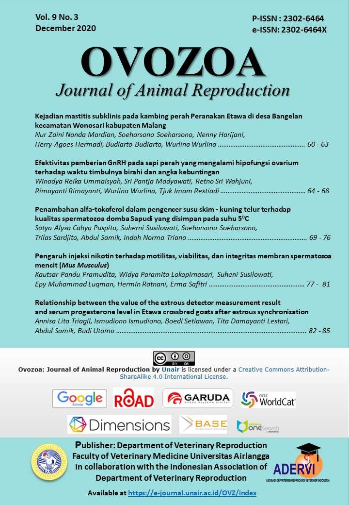 								View Vol. 9 No. 3 (2020): Ovozoa : Journal of Animal Reproduction
							