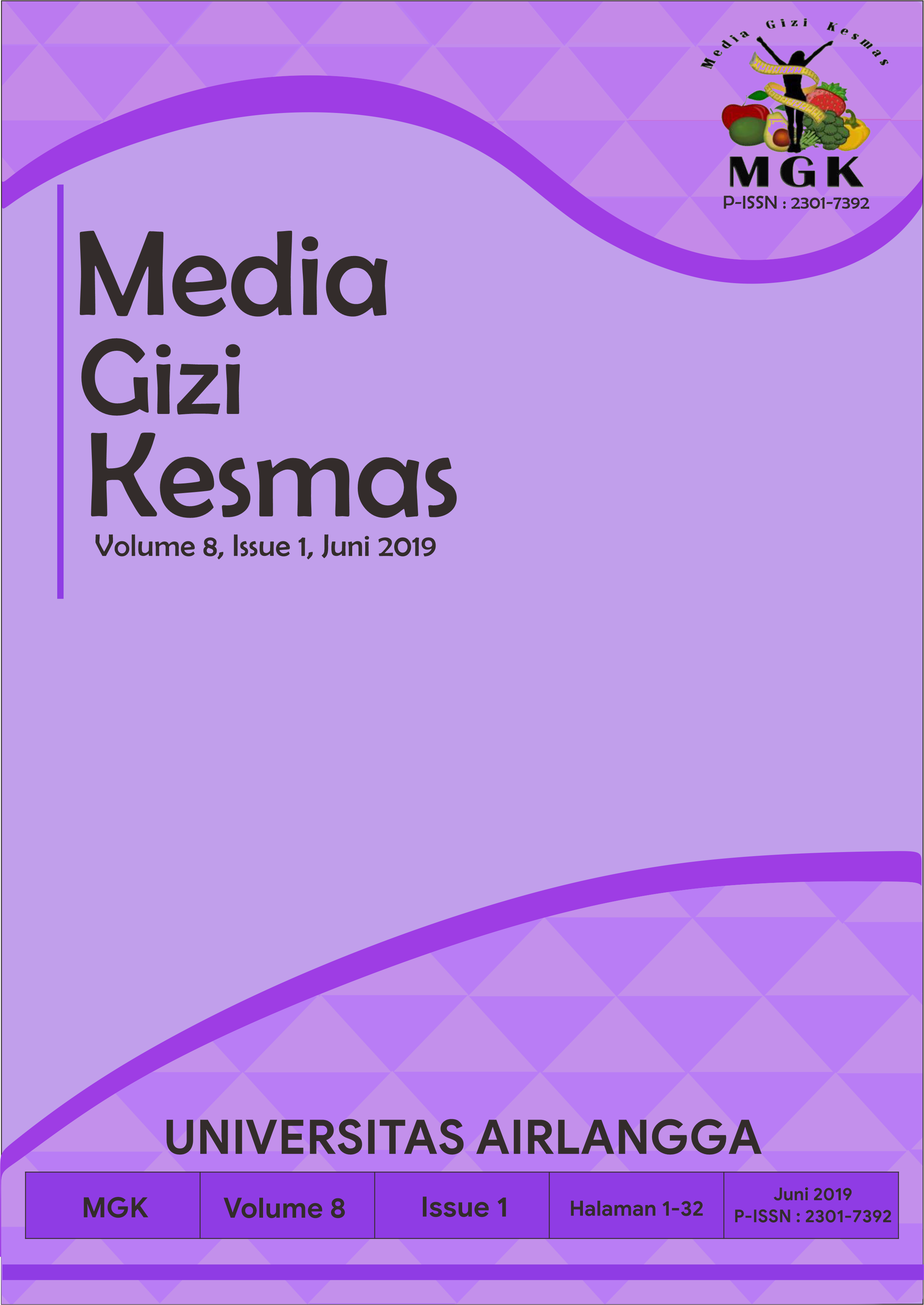 						View Vol. 8 No. 1 (2019): MEDIA GIZI KESMAS (JUNE 2019)
					
