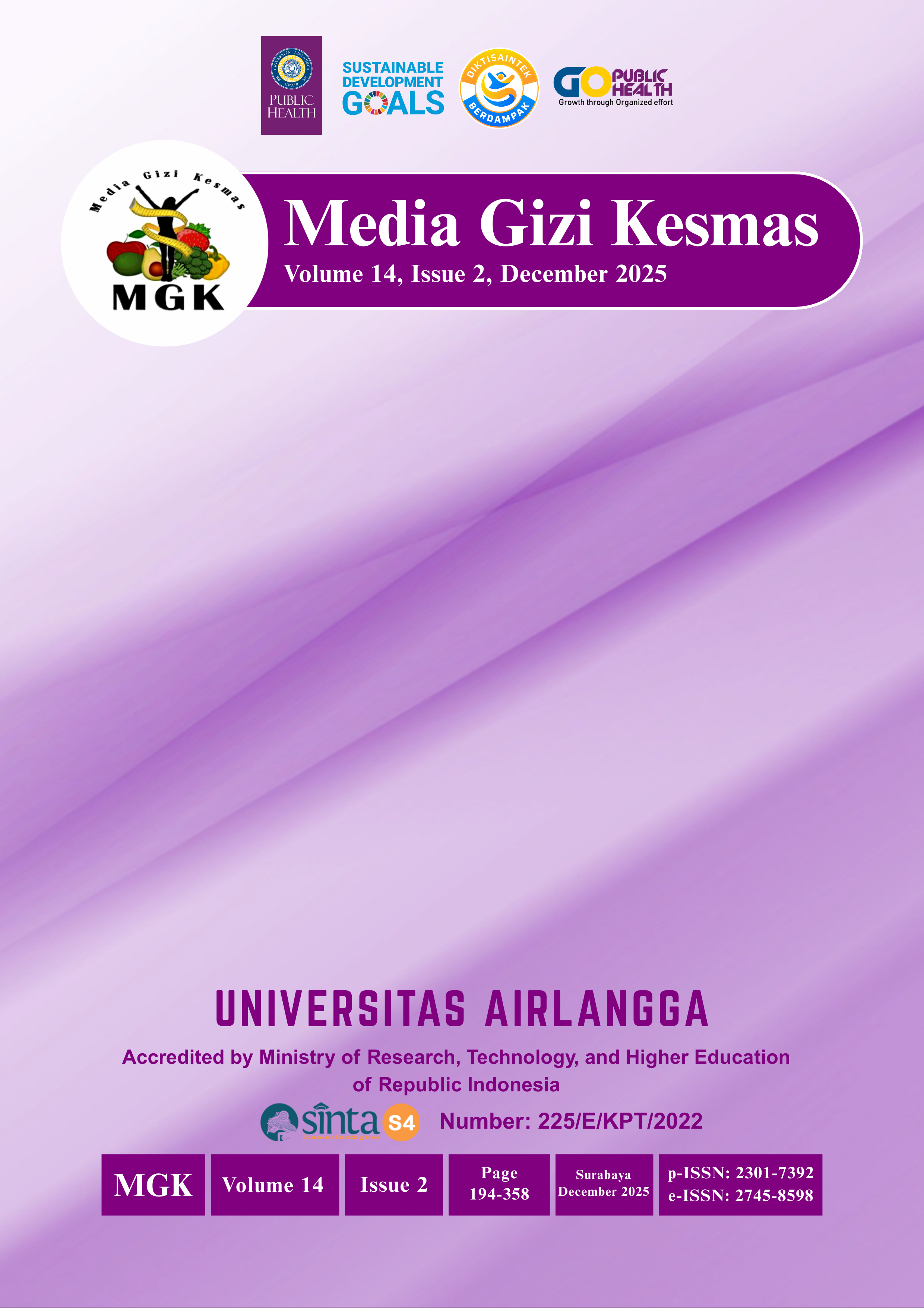       View Vol. 14 No. 2 (2025): MEDIA GIZI KESMAS (DECEMBER 2025)     