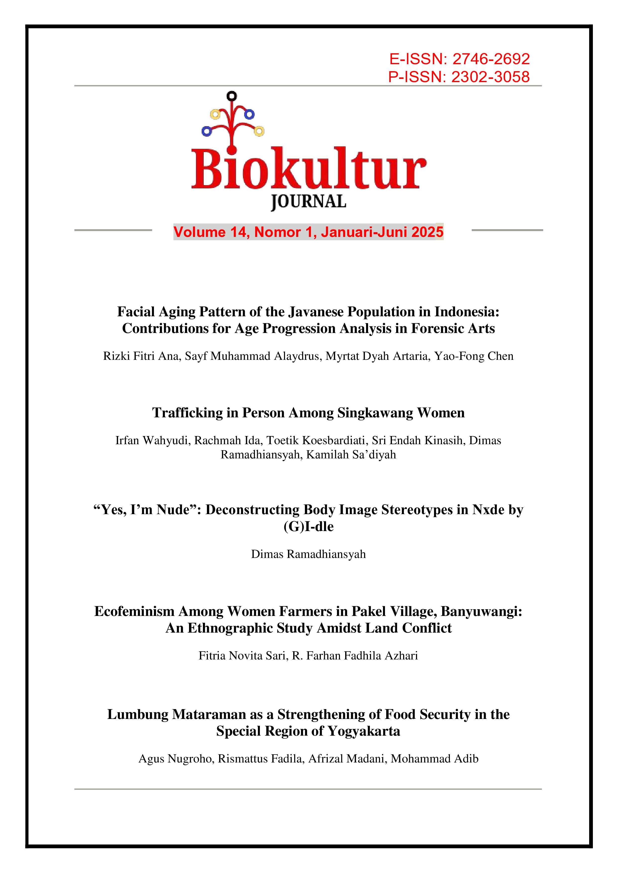 						View Vol. 14 No. 1 (2025): Biocultural of Body and Space: An Intersectional Study of Identity, Gender, and Environment
					