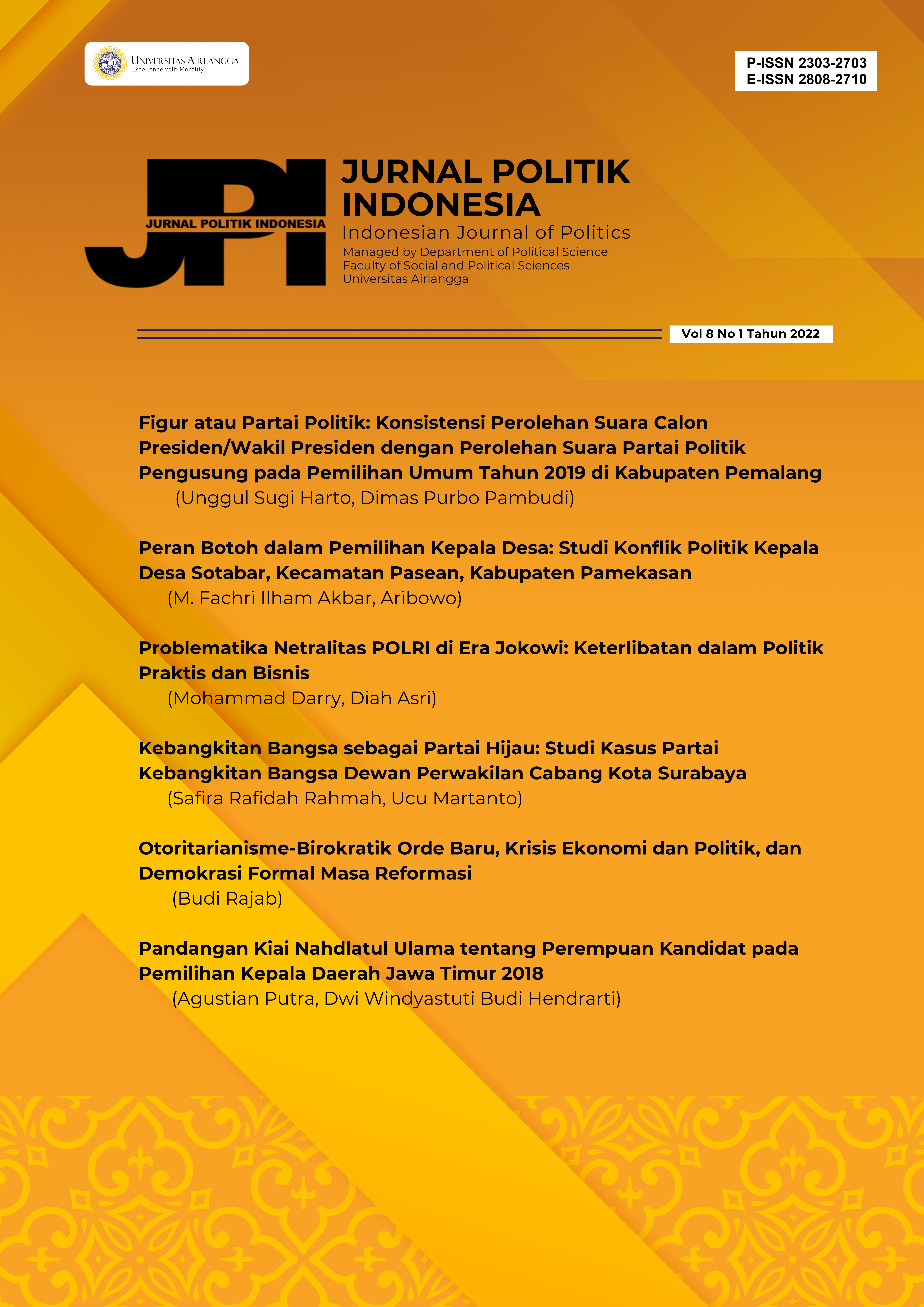 								View Vol. 8 No. 1 (2022): JURNAL POLITIK INDONESIA
							