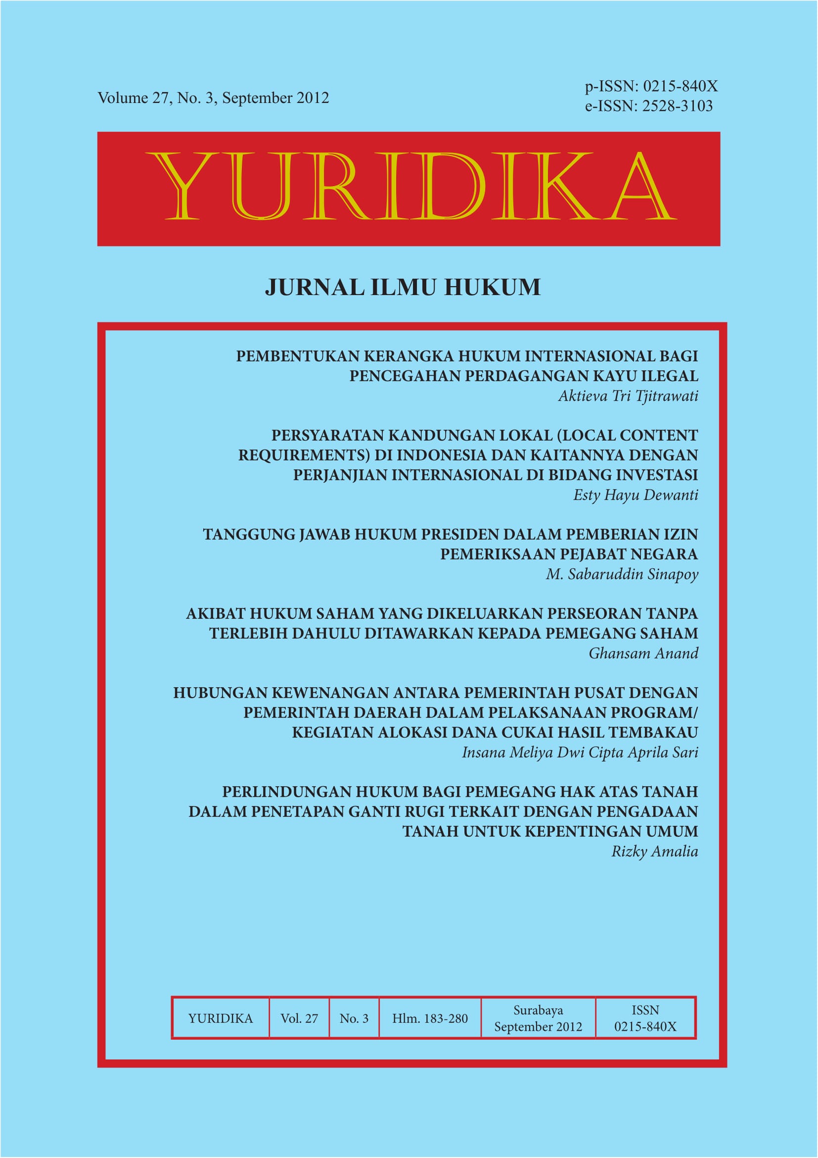 						Lihat Vol 27 No 3 (2012): Volume 27 No 3 September 2012
					