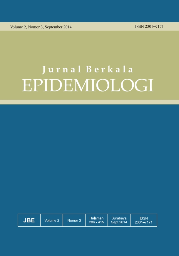 						View Vol. 2 No. 3 (2014): Jurnal Berkala Epidemiologi
					