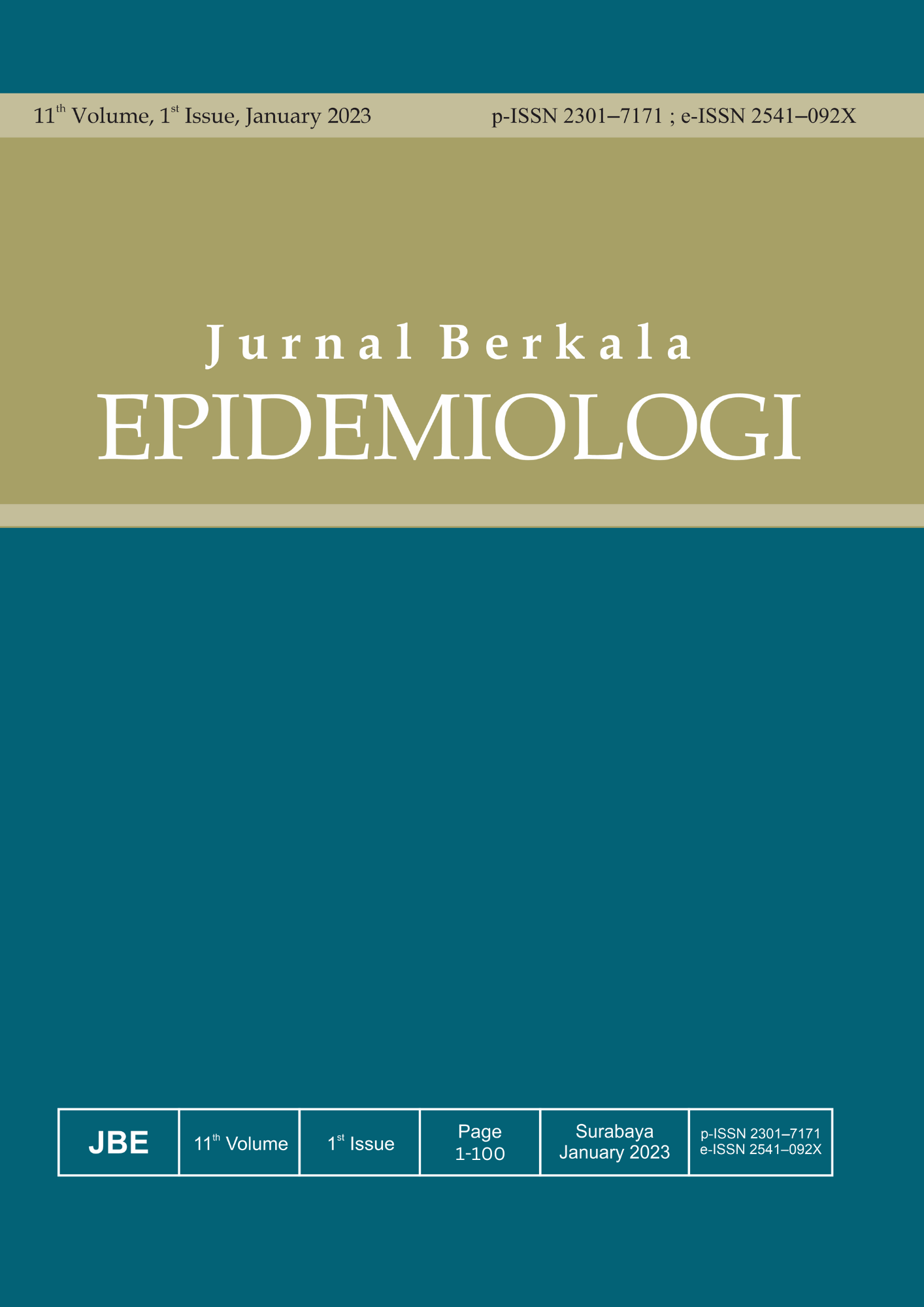 						View Vol. 11 No. 1 (2023): Jurnal Berkala Epidemiologi (Periodic Epidemiology Journal)
					