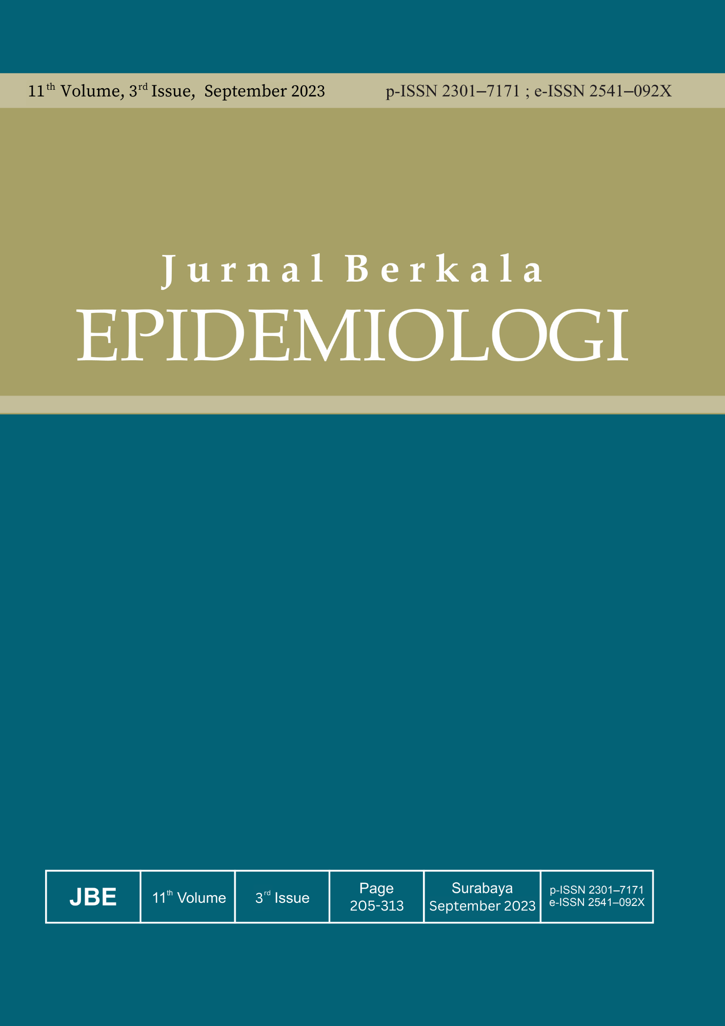 								View Vol. 11 No. 3 (2023): Jurnal Berkala Epidemiologi (Periodic Epidemiology Journal)
							