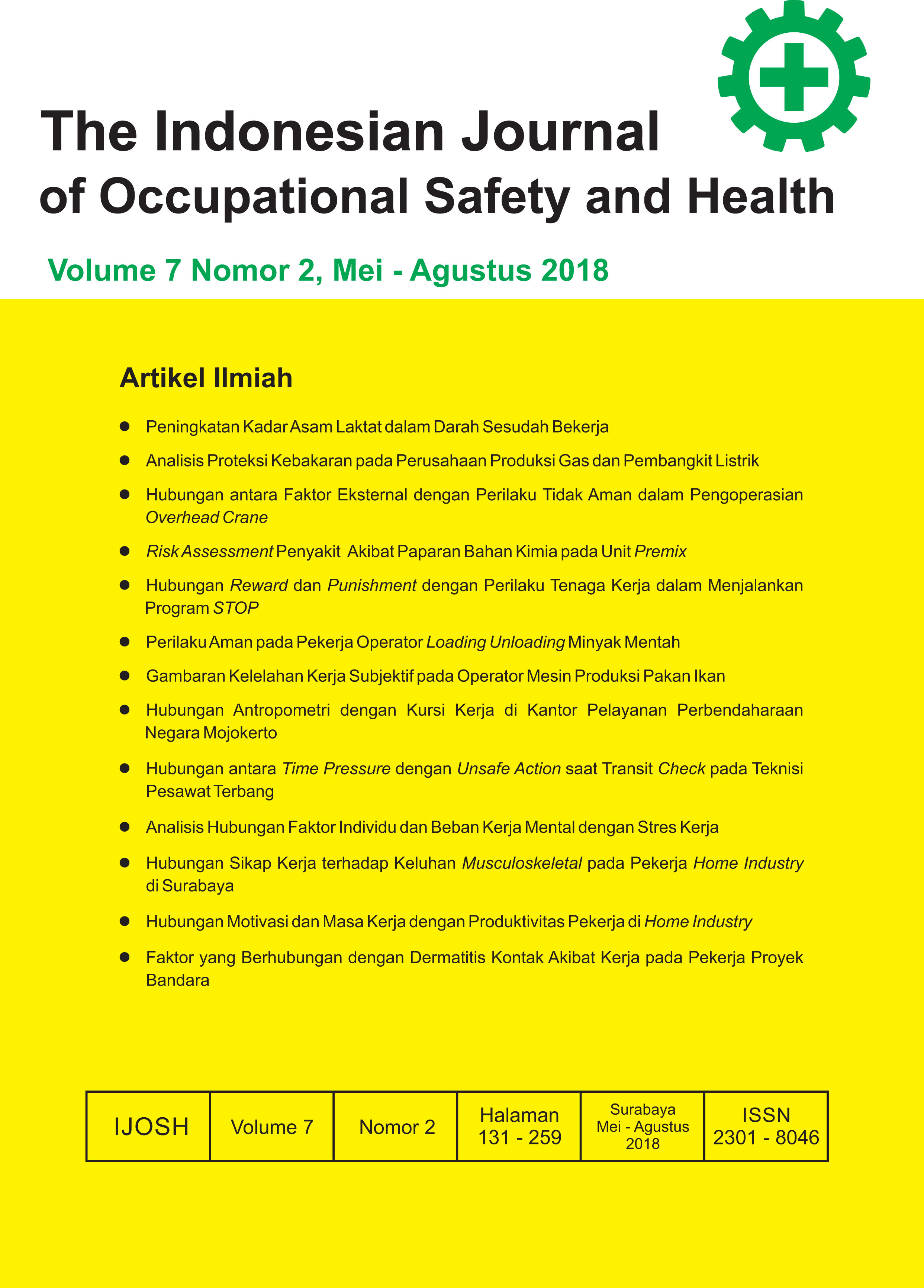 						View Vol. 7 No. 2 (2018): The Indonesian Journal of Occupational Safety and Health
					