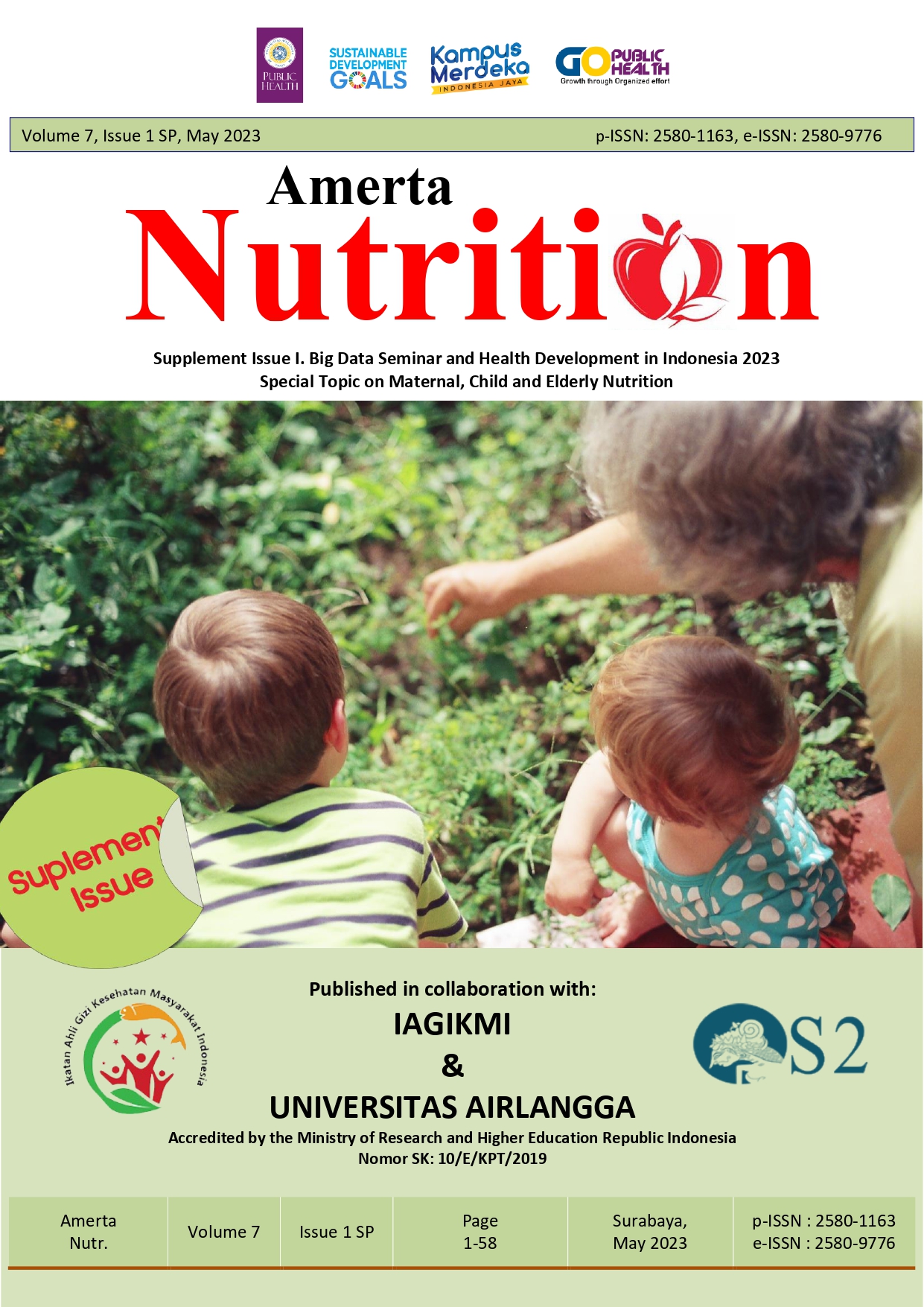 						View Vol. 7 No. 1SP (2023): AMERTA NUTRITION SUPPLEMENTARY EDITION Big Data Seminar
					