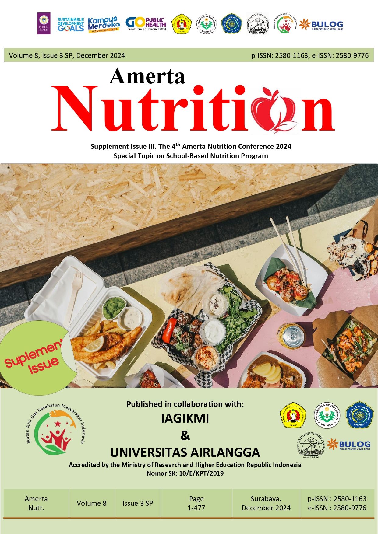       View Vol. 8 No. 3SP (2024): AMERTA NUTRITION SUPPLEMENTARY EDITION Special 4th Amerta Nutrition Conference 2024     